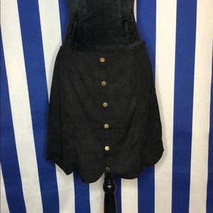 Lauren Conrad Black velvet scalloped trim skirt